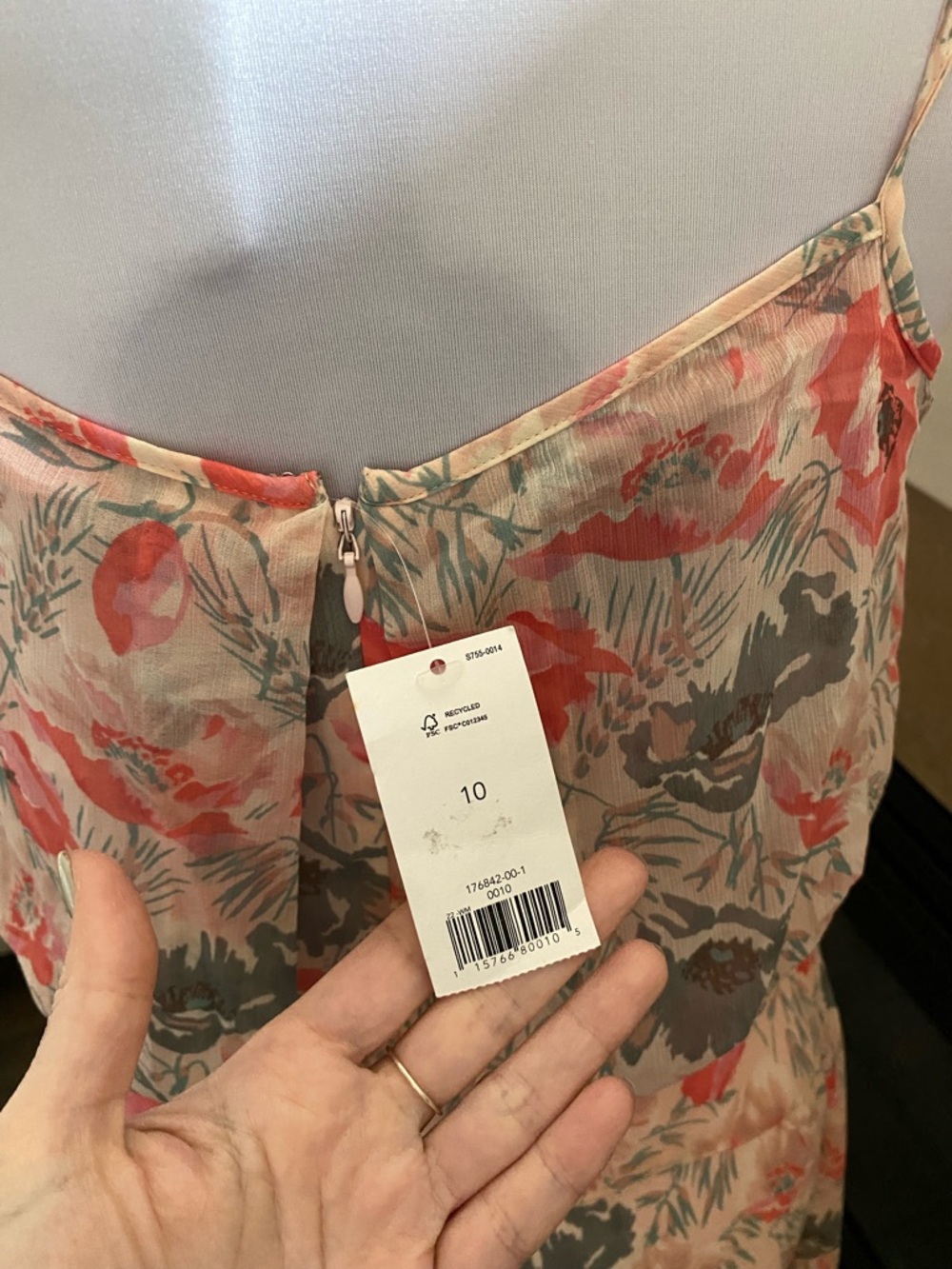 NWT Banana Republic Floral Spaghetti-Strap Midi Dress - Pink Floral - Picture 4 of 5